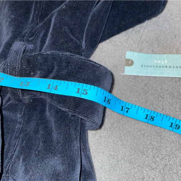 Anthropologie 18W Corduroy Slim Midi Navy & Gold Plus 2X Pinafore Dress As-Is - Picture 11 of 12